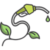 icon-6 Icona grafica di un tubo con due foglie verdi e una pistola erogatrice da cui esce una goccia verde, associata a "Riduzione dei costi".