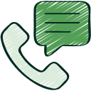 phone-message Icona grafica a forma di cornetta telefonica in verde chiaro, da cui esce un fumetto verde più scuro con tre righe orizzontali.