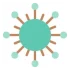 icon_2_5 Immagine rappresentativa di batterio con corpo turchese e ciglia marroni, utilizzato per rappresentare Azotobacter spp dell’autore Amonrat Rungreangfangsai tramite “Vecteezy.com”